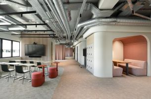 FLOORING, PARTITION SYSTEM, MEETING BOOTHS, OFFICE FURNITURE